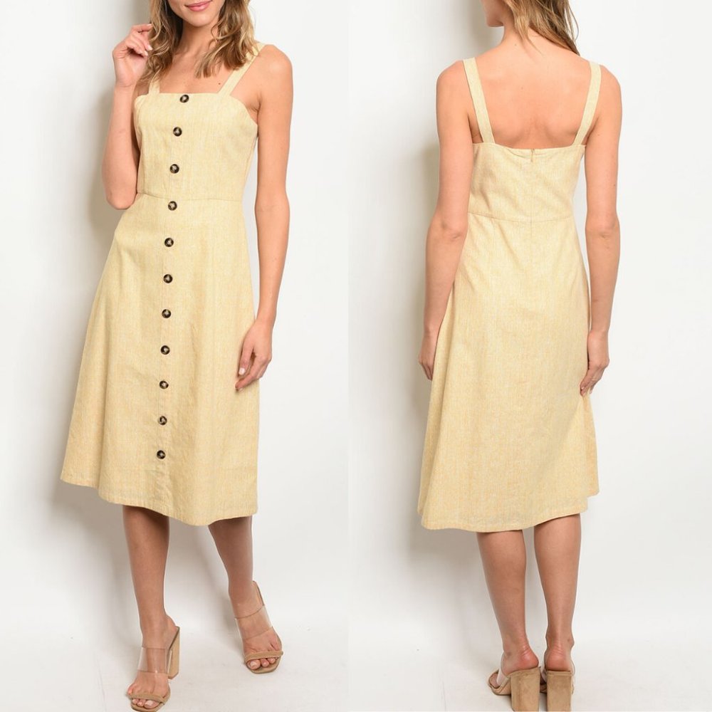 Cream Linen Button Detail Tunic Dress {Wild Honey} - Picture 1 of 3